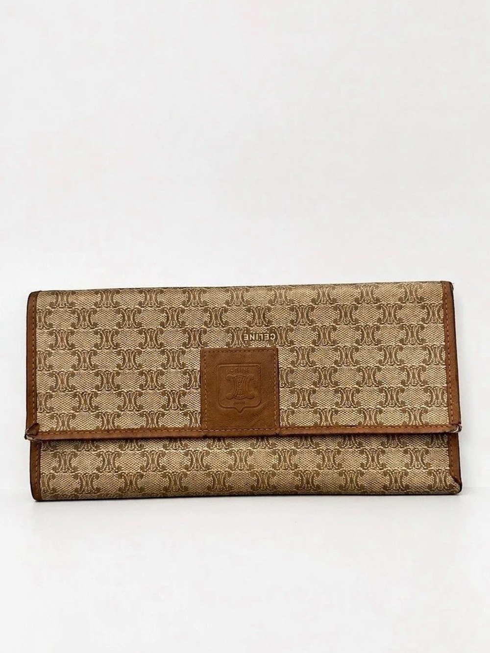 Celine Macadam Monogram Long Wallet in Brown & Beige